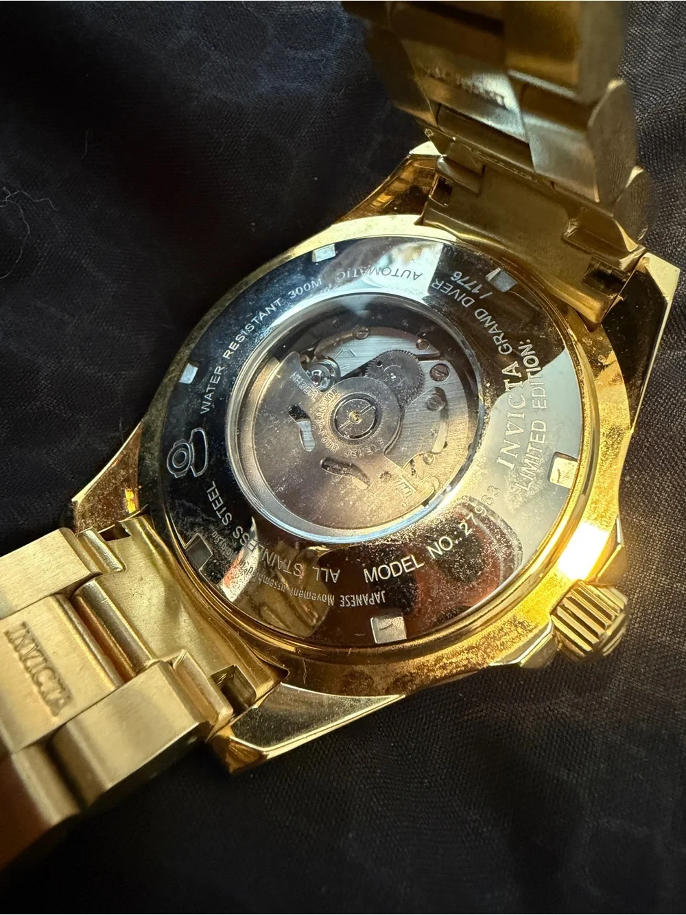 Invicta Gold Tone Dive Watch with Red, White and Blue Flag Dial